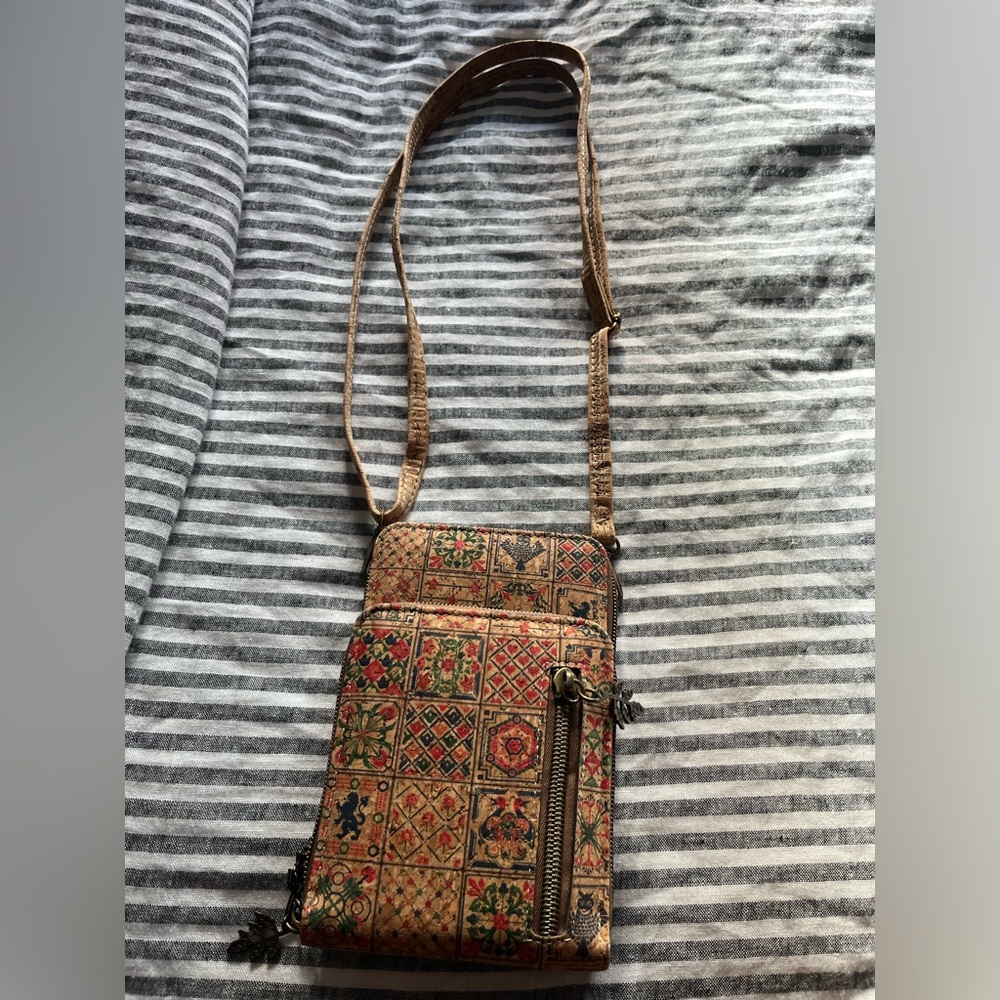 Portuguese Cork Crossbody Wallet with Phone Compartment for Women